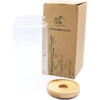 WGifts Glazen Voorraadpot - Bamboo Deksel - 15cm - Milieuvriendelijk
