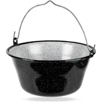 Northio - Hongaarse Emaille Kookpot - 7,5L - Ophangbaar - Zwart en Wit
