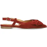 Manfield Bordeaux rode suède slingbacks met strik | Maat 42