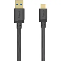 Hama 00202007 USB-kabel USB 3.2 Gen1 USB-A stekker, USB-C stekker 3 m Zwart Vergulde steekcontacten
