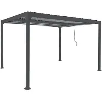 Mendler Aluminium pergola -L41, lamellen paviljoen terrasoverkapping, stevig 8cm metalen frame 3x3,7m ~ antraciet