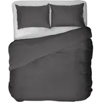 Kayori Elin Dekbedovertrek Katoensatijn - 260x200-220 cm +2 slopen - Lits-jumeaux - Antracite
