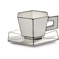 Serax Cappucinokop Carte Blanche + Saucer White/Black 220 ml