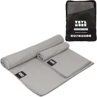 TRVLMORE Microvezel Reishanddoek Set - 2 Stuks - Small (40 x 80 cm) & Large (76 x 150 cm) - Microvezel - Grijs