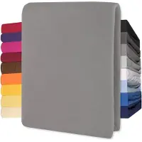 Lucina Topper Hoeslaken Jersey Katoen Stretch - donker grijs 90x200cm - 100x200cm