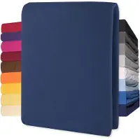 Lucina Topper Hoeslaken Jersey Katoen Stretch - donker blauw 140x200cm - 160x200cm