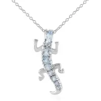 Cavill - Zilveren Halsketting - 925 Sterling Zilver Gerhodineerd - Hemelblauwe Topaas 1 314 ct Marquise Slijpsel - Gecko Design Elegante Damesketting