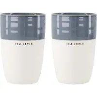 Zusss Set Van 2 Mokken L Tea Lover - Cadeau Dames Keramiek Wit / Blauw