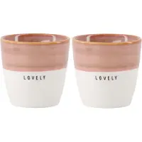 Zusss Set Van 2 Espressomokken Lovely - Cadeau - Verjaardag Keramiek Wit / Donkerroze