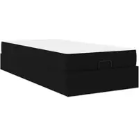 vidaXL Bedframe met matras 2 st Zwart Stof