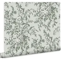 Laura Ashley Picardie Behang - Bloemen - 10mx52cm - Groen