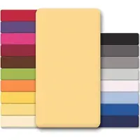 Lucina Hoeslaken Jersey Katoen Stretch 30cm Hoge Hoek - licht geel 140x200cm - 160x200cm
