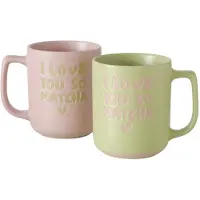 Boltze - Mokken - Bekers - Set van 2 - Keramiek - Matcha - Groen & Lichtroze - 330 ml