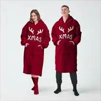Textino X-MAS - hoodie 70x110 cm - volwassenen - hoodie deken - kerst - Biking Red - rood