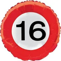 Benza Heliumballon Verkeersbord - Leeftijd 16 Jaar