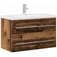 vidaXL Wastafel kabinet voor de badkamer Oud Hout 80 x 38,5 x 48 cm