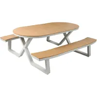 Axi Jax Picknicktafel met 2 banken Ovaal Sandy Beige met Teak-look Polywood