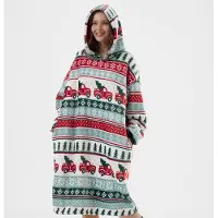 Textino DRIVING-HOME - hoodie 70x110 cm - volwassenen - hoodie deken - kerst - multicolour