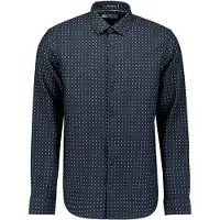 No-excess Overhemd donkerblauw / aardetinten / wolwit