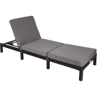 TecTake Ligstoel - Verstelbare Rugleuning in 5 Standen - Stalen Frame en Wicker Ligbed - Inclusief Verwijderbare Polyester Bekleding - 196 x 66 x 22 cm - Zwart