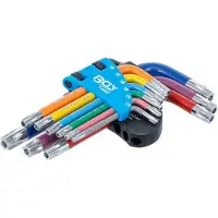 Bgs Stiftsleutelset - meerkleurig - kort - Torx met boring T10 - T50 - 9 delig