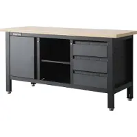 Feistos Werkbank Heros 1 inclusief geperforeerde wand 169x60x87cm - Antraciet/zwart