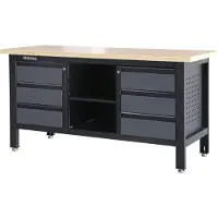 Feistos Werkbank Heros 3 - incl. geperforeerde wand - Antraciet/zwart - 60x169x87cm