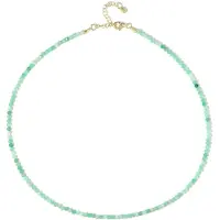 Cavill - Elegante Halsketting 925 Sterling Zilver Verguld - Braziliaanse Smaragd Kralen 26,17 ct - Verstelbaar 45-50 cm Groen