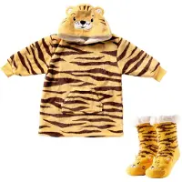 Textino VOORDEELSET - 2-delig - Tiger - oversized hoodie en huissokken - kinderen - tijger - geel