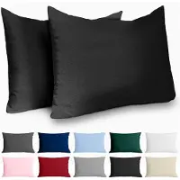Dreamzie Kussensloop 40x60 Katoen Renforcé (set van 2) - Zwart - Dichtgeweven met 57 draden/cm² - Kussensloop 40 x 60 - Oeko Tex Gecertificeerd -