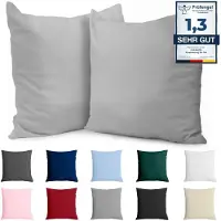 Dreamzie Kussensloop 60x60 Katoen Renforcé (set van 2) - Lichtgrijs - Dichtgeweven met 57 draden/cm² - Kussensloop 60x60 cm - Oeko Tex Gecertificeerd -