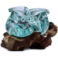 Ancient Wisdom - Waxinelichtjeshouder - Multicolor kaarsenhouder van gesmolten glas met orgoniet en carneool edelstenen - Kaarsenstandaard - Decoratie - Interieur - Geschenk - Sfeerlicht
