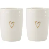 Zusss Set Van 2 Koffiemokken Open Hartje - Cadeau - Verjaardag Keramiek Wit / Goud