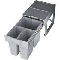 Sotech - Inbouw Afvalbak - 1 x 16 en 2x 7 Liter - Grijs - EASYFIX montage