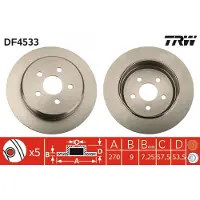 TRW Remschijf DF4533 achter, volledig, 1 Stuk