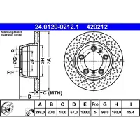 Ate Remschijf 24.0120-0212.1 achter, geventileerd, sterk gecarboniseerd, 1 Stuk