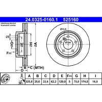Ate Remschijf Power Disc 24.0325-0160.1, 1 Stuk
