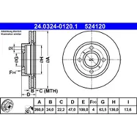 Ate Remschijf Power Disc 24.0324-0120.1, 1 Stuk
