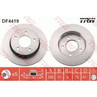 TRW Remschijf DF4419 achter, volledig, 1 Stuk
