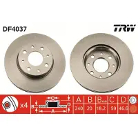 TRW Remschijf DF4037 voorkant, geventileerd, 1 Stuk