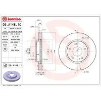 Brembo Remschijf 09A14811 voorkant, geventileerd, 1 Stuk