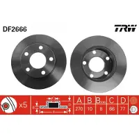 TRW Remschijf DF2666 voorkant, compleet, 1 Stuk