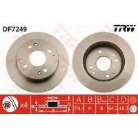 TRW Remschijf DF7249 achter, volledig, 1 Stuk