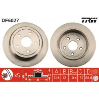 TRW Remschijf DF6027 achter, volledig, 1 Stuk