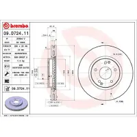 Brembo Remschijf 09D72411 voorkant, geventileerd, sterk gecarboniseerd, 1 Stuk