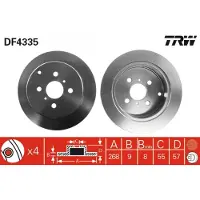 TRW Remschijf LUC DF4335 achter, volledig, 1 Stuk