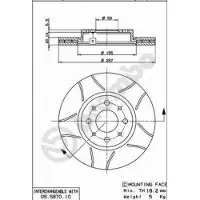 Brembo Remschijf Max 09.5870.75, voorkant, sleuf, geventileerd, 1 Stuk