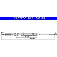 Ate Handremkabel 24.3727-0195.2 ATE voor o.a. AUDI, SEAT, SKODA, VOLKSWAGEN