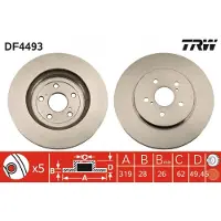 TRW Remschijf DF4493 voorkant, geventileerd, 1 Stuk