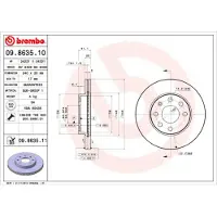 Brembo Remschijf 9863511 voorkant, geventileerd, 1 stuk